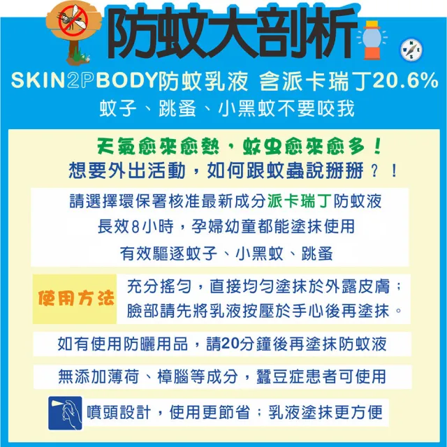 【法國PSA SKIN 2P BODY】派卡瑞丁長效防蚊乳液-淡清香100ML 2入(有效防蚊成分Picaridin派卡瑞丁/避卡納叮)