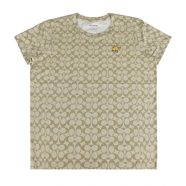 COACH COACH LOGO純棉白字圓領短袖T恤(女款/