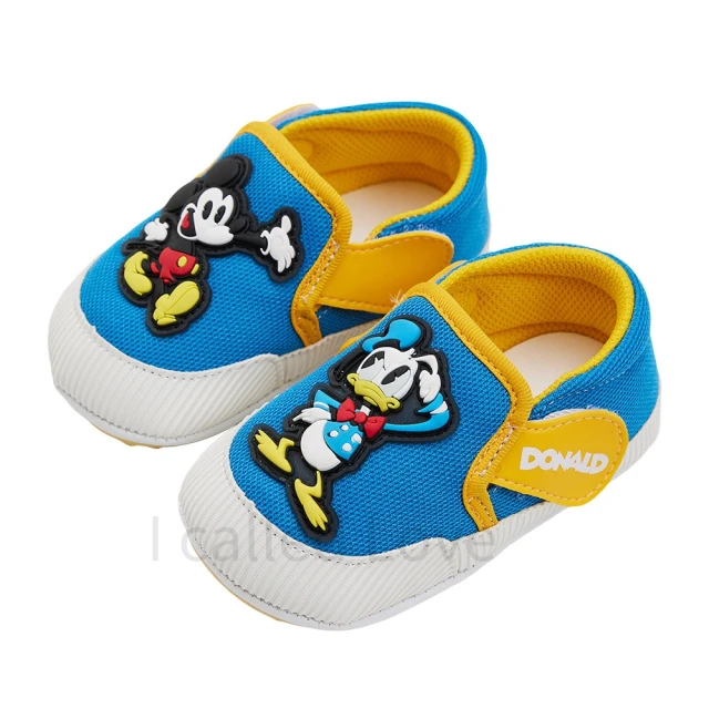 【Disney 迪士尼】現貨 童鞋 米奇與唐老鴨 不對稱造型魔鬼氈寶寶鞋 學步鞋 台灣製(護趾 鞋子 防滑 幼童)