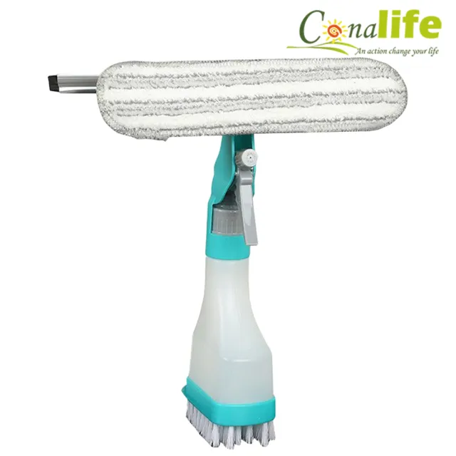 【Conalife】新升級一體式噴水窗戶清潔刷 -1組(一噴二擦三刮水 省力清潔)