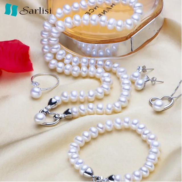 【Sarlisi】心心相印珍珠4件套裝組(白色、粉色、紫色)
