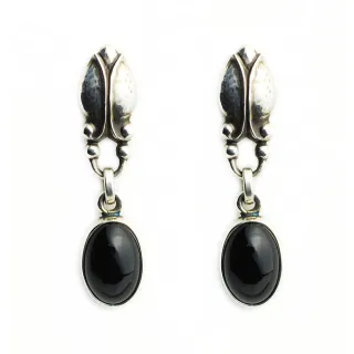 【Georg Jensen 喬治傑生】#17黑瑪瑙針式耳環