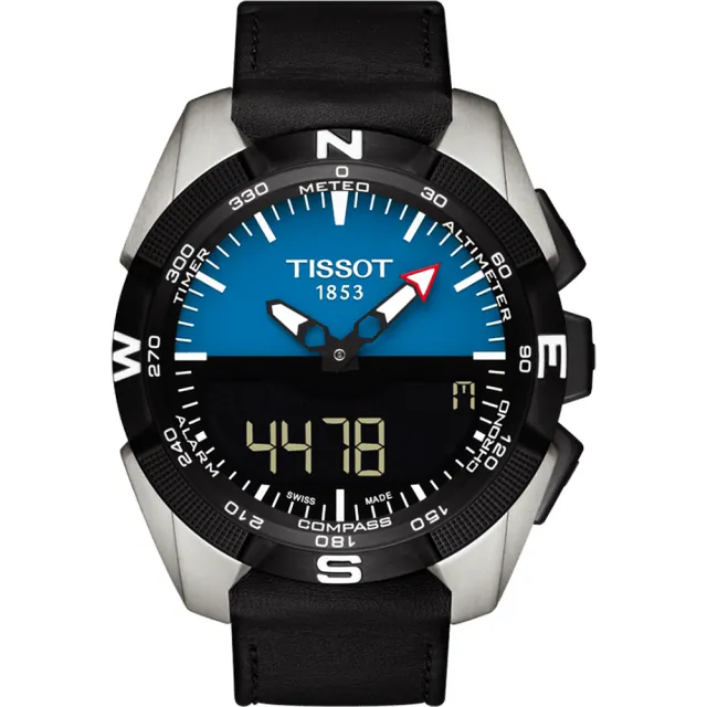【TISSOT】天梭 官方授權 T-TOUCH鈦 太陽能觸控錶-藍/45mm(T0914204604100)