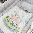 【La Joie 喬依思】LIZ 嬰兒床x牛寶貝嬰兒寢具七件組(附嬰兒專用彈力棉床墊4cm+剎車腳輪)