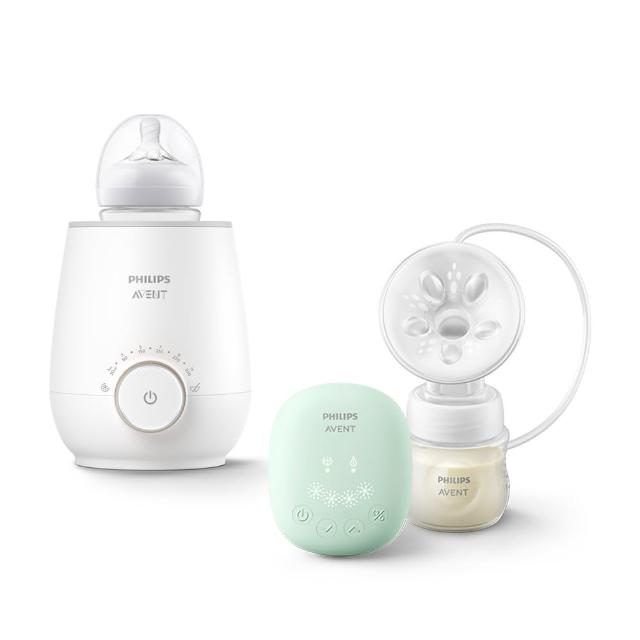 【PHILIPS AVENT】親乳感輕巧型經典組 單邊電動吸乳器+快速食物加熱器(SCF323+SCF358)