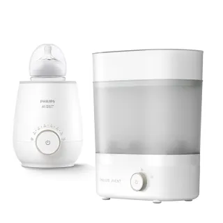 【PHILIPS AVENT】消毒溫奶暢銷組 高效蒸氣烘乾消毒鍋+快速食品加熱器(SCF293+SCF358)