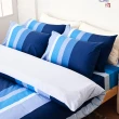 【戀家小舖】100%純棉枕套被套床包四件組-加大(海水藍)