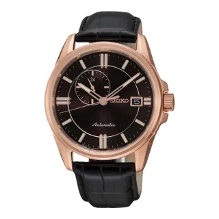 【SEIKO 精工】自動上鍊機芯_藍寶石水晶_防水_皮革男錶(SSA134J1)