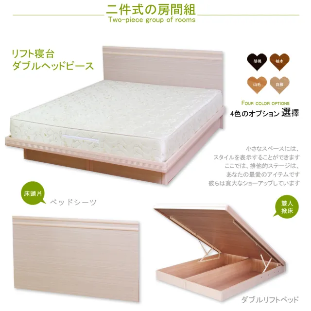 【HOME MALL-約克線條】雙人5尺床頭片+掀床(4色)