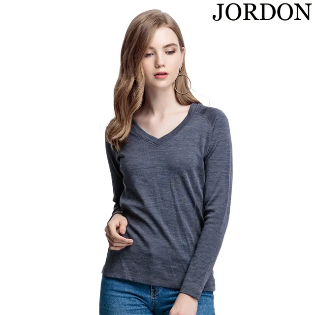 【JORDON橋登】V領美利諾羊毛保暖衣(女上衣/禦寒/蓄熱/抗臭)