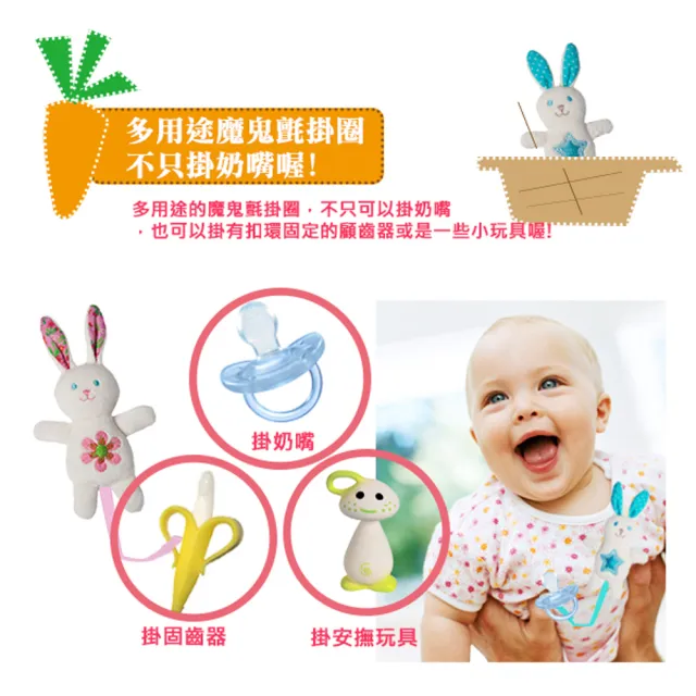 【荷蘭 dushi】嬰兒寶寶奶嘴鍊/奶嘴夾/奶嘴帶(藍格兔)