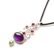 【寶石方塊】美女簪花天然紫水晶項鍊-925銀飾