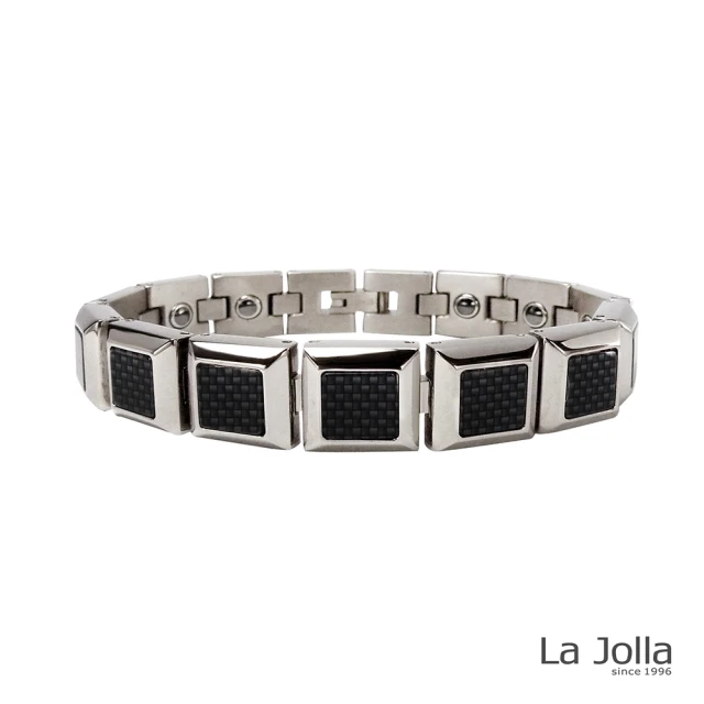 【La Jolla】雅痞風采 純鈦鍺手鍊(碳纖維-金屬鍺x3)