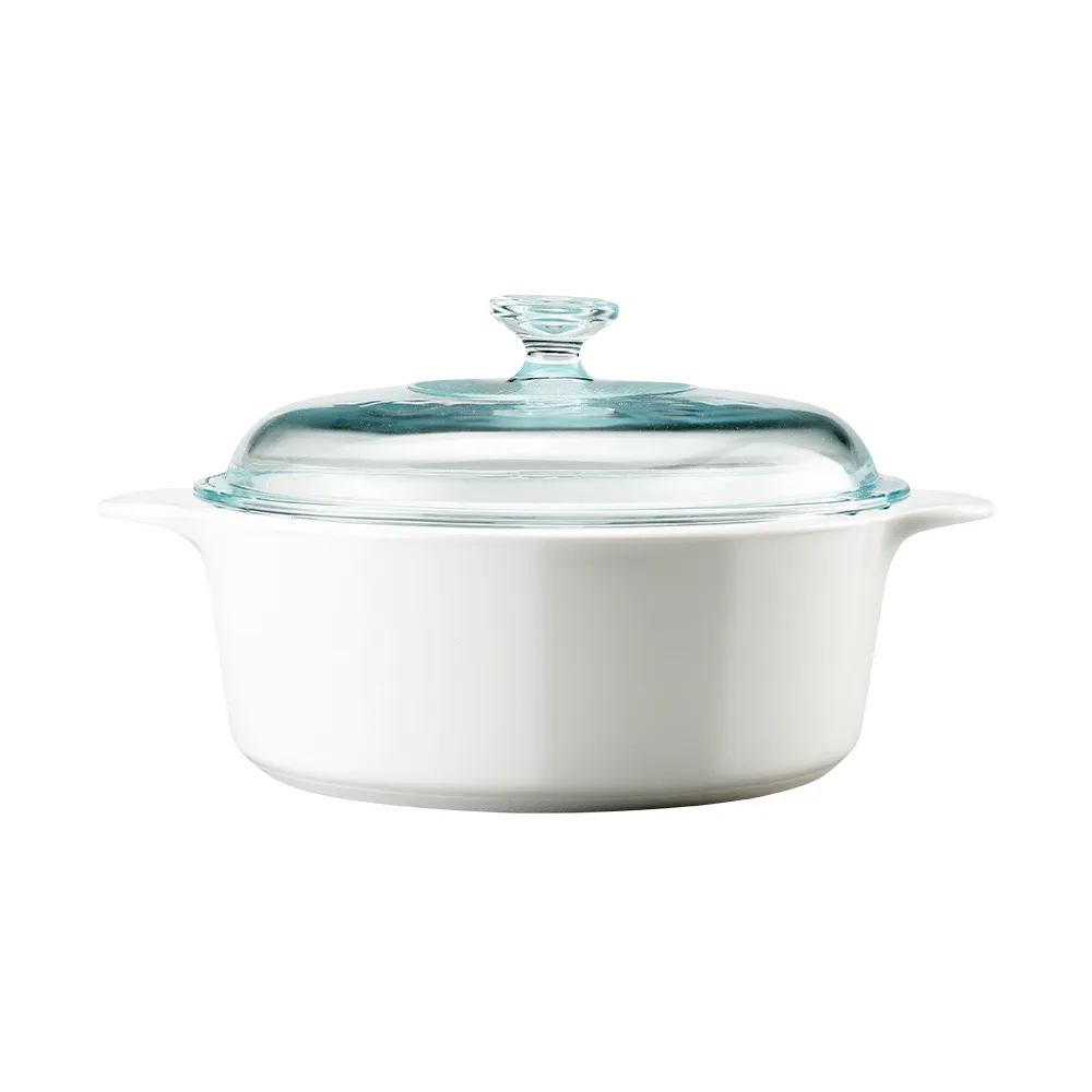 【美國康寧 Corningware】2.25L圓型康寧鍋-純白