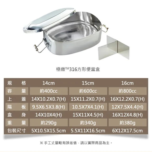 【PERFECT 理想】極緻316方形便當盒-16cm(台灣製造)