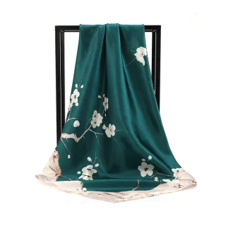 【Sukie】拚色方巾 拚色領巾/優雅梅花拚色90X90大方巾 領巾(4色任選)