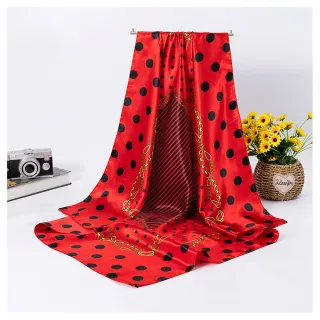 【Sukie】波點方巾 橫紋方巾/幾何波點橫紋鍊條圖樣90X90大方巾 領巾(6色任選)