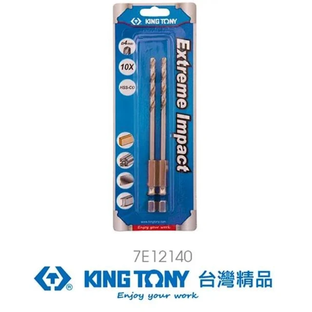 KING TONY 金統立 專業級工具六角起子不銹鋼鑽頭4mmx2支(KT7E12140)