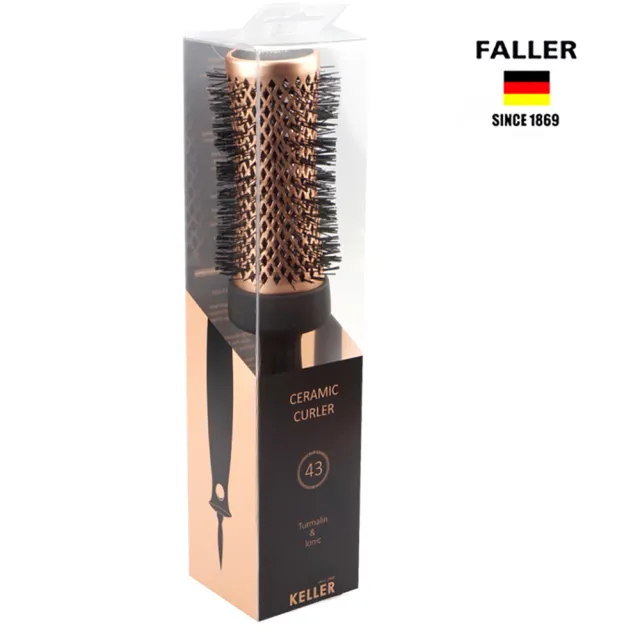 【FALLER 芙樂】陶瓷負離子金屬捲髮梳43MM獨特內縮式管身(捲髮梳/梳頭造型美容/雙11)