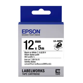 【EPSON】標籤帶 燙印白底黑字/12mm(LK-4WBQ)