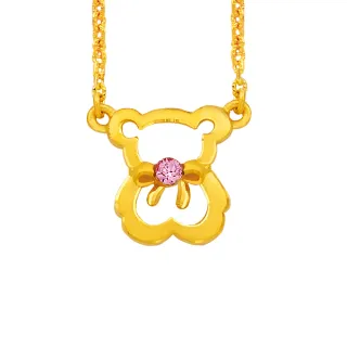 【幸運草金飾】熊勾錐 水晶+黃金 鎖骨鍊墜(金重 0.94錢±0.07)