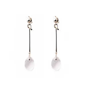 【Georg Jensen】Dew Drop 白水晶針式純銀耳環-60mm