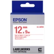 【EPSON】標籤帶 白底紅字/12mm(LK-4WRN)