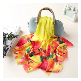 【Sukie】雪紡紗絲巾 蝴蝶絲巾/浪漫蝴蝶花朵50X160雪紡紗絲巾 圍巾(4色任選)