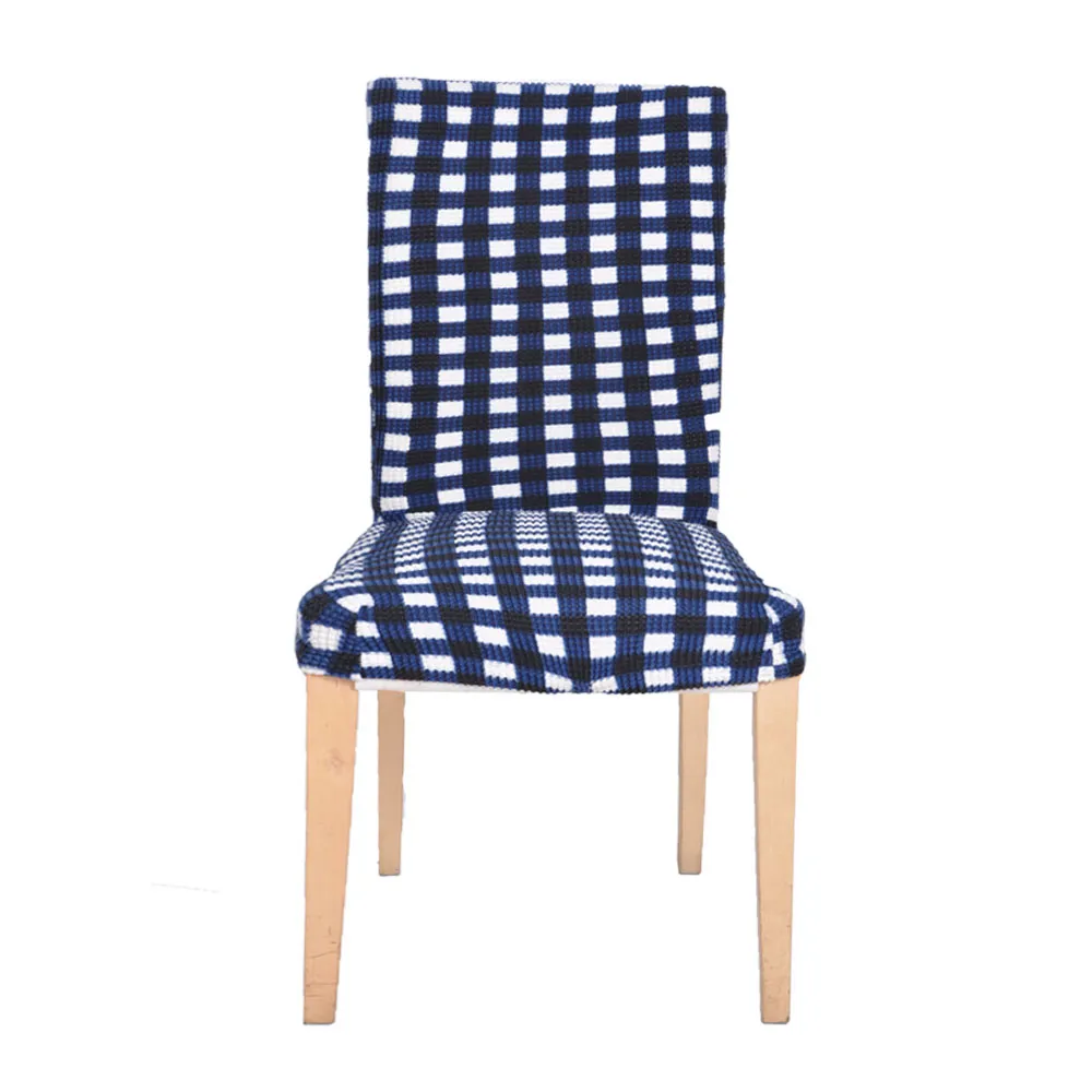 【Osun】2入組歐桑生活 典雅時尚餐椅套、辦公椅子套-藍黑白格子(特價出清款CE199)
