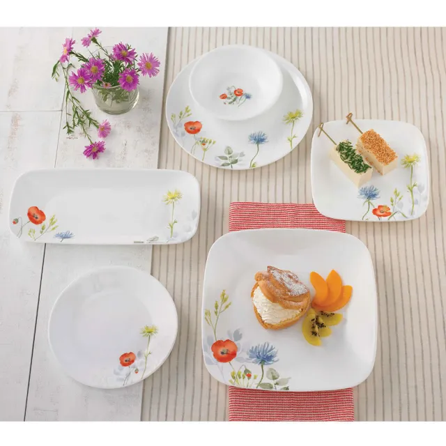 【CORELLE 康寧餐具】花漾彩繪方形8吋平盤(2211)