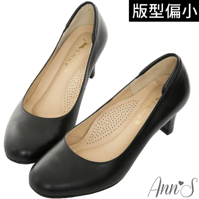 【Ann’S】空姐美腿款全真羊皮中跟包鞋-版型偏小(黑)