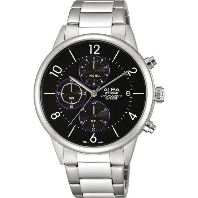 【ALBA】Prestige 街頭酷流行三眼計時手錶-黑/40mm(VD57-X079D  AM3335X1)