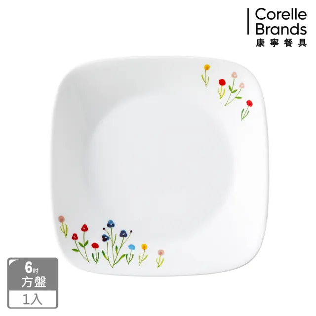【CORELLE 康寧餐具】春漾花朵6吋方形餐盤(2206)