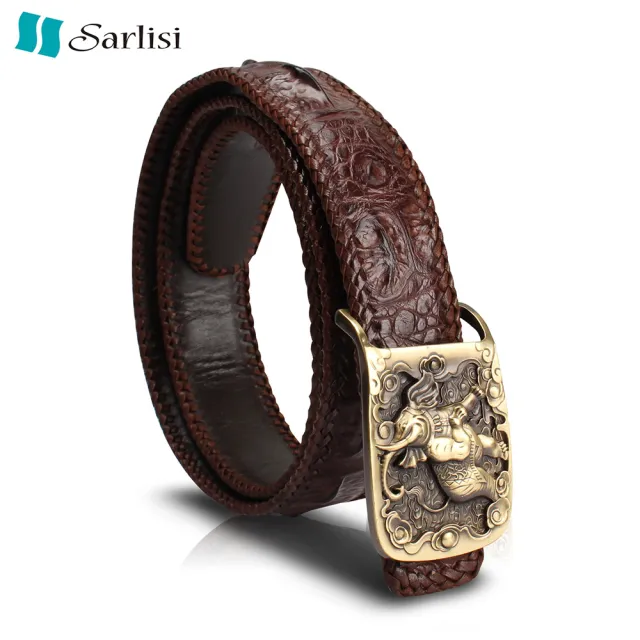 【Sarlisi】【歷史最低價 買到賺到】尊爵男士鱷魚皮皮帶單排骨編織腰帶