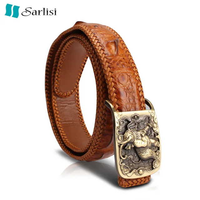 【Sarlisi】【歷史最低價 買到賺到】尊爵男士鱷魚皮皮帶單排骨編織腰帶