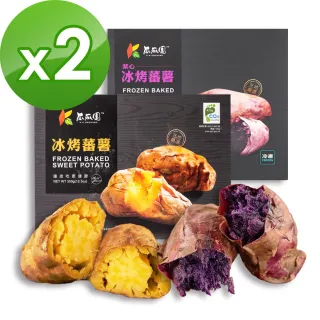 【瓜瓜園】冰烤原味蕃藷350gX1+冰烤紫心蕃藷1kgX1(共2盒)