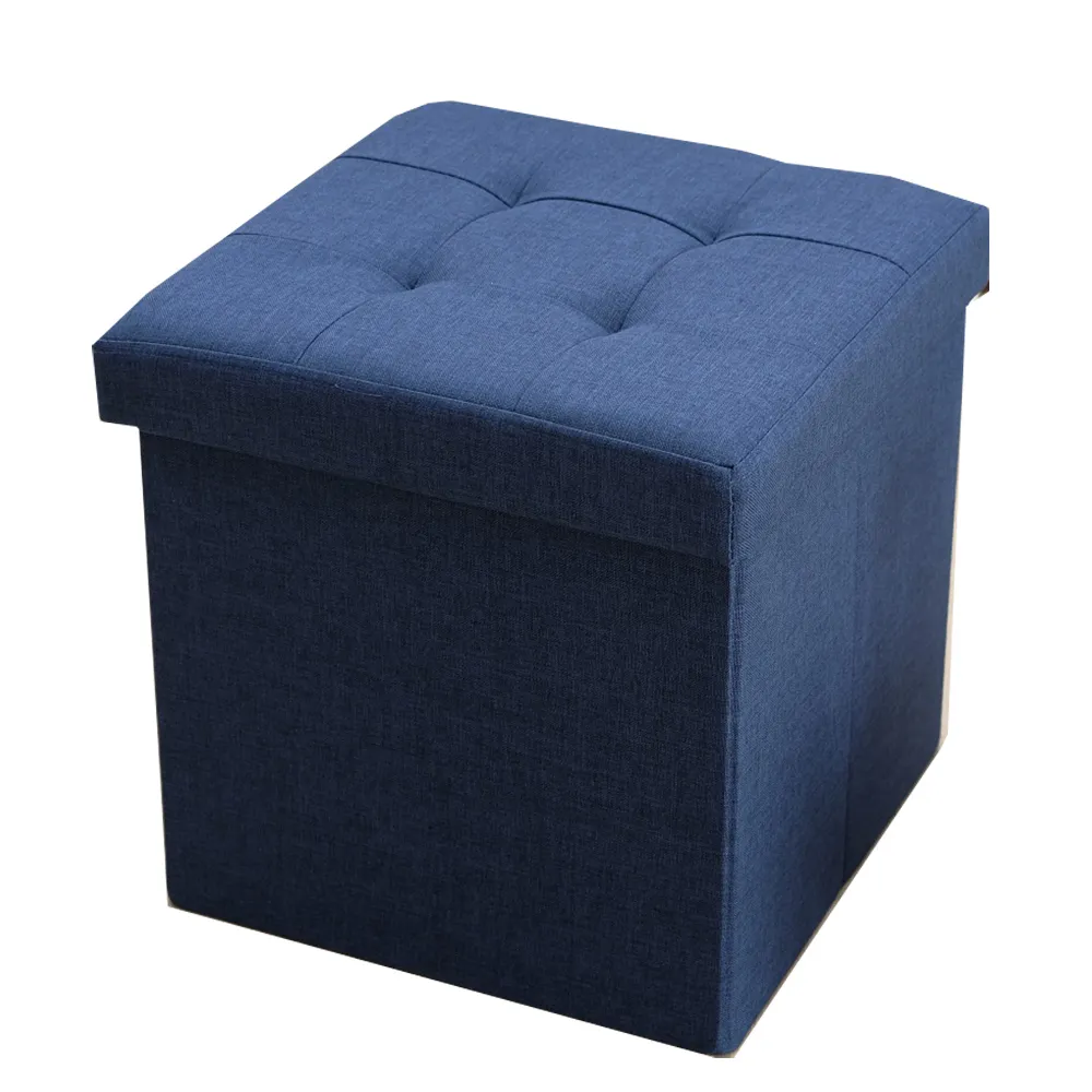 【EASY HOME】北歐風加大可摺疊收納椅凳(寶石藍)