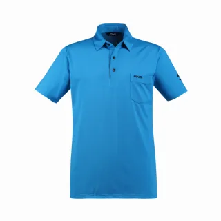 【PING】男款素面口袋短袖POLO衫-藍(吸濕排汗/抗UV/GOLF/高爾夫球衫/PA23107-56)