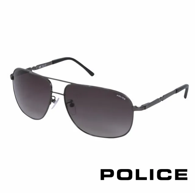 【POLICE】都會時尚飛行員太陽眼鏡(銀黑色 POS8747-0584)