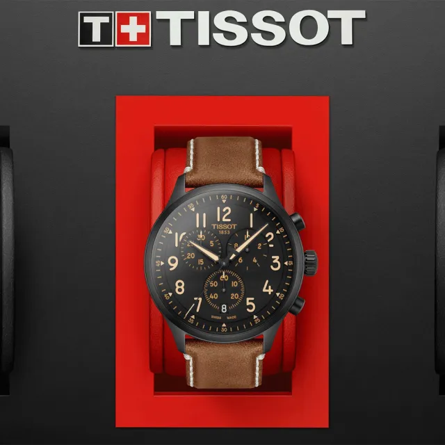 【TISSOT 天梭】官方授權 韻馳系列 Chrono XL三眼計時手錶-黑 新年 禮物 推薦(T1166173605203)