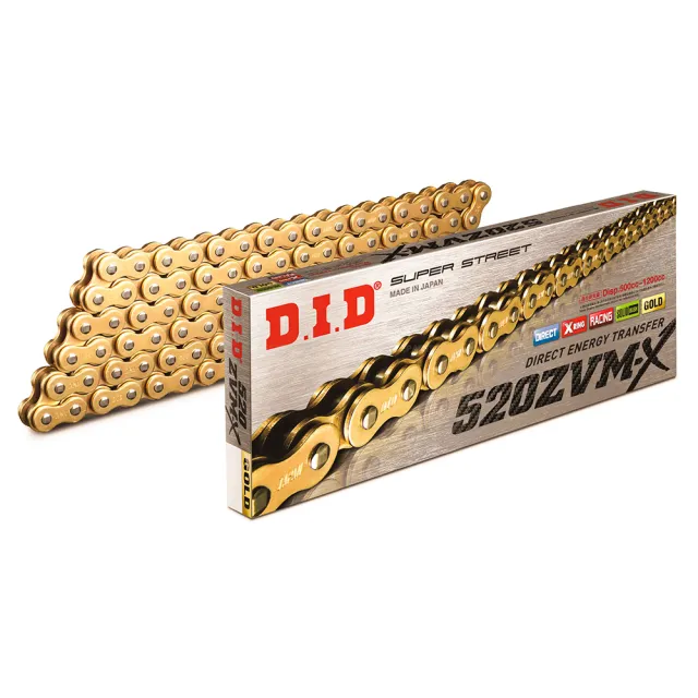 【D.I.D】ZVM-X系列 專利X型油封 重機專用 黃金色加厚鏈條(鍊條尺寸520 / 鏈目110節)