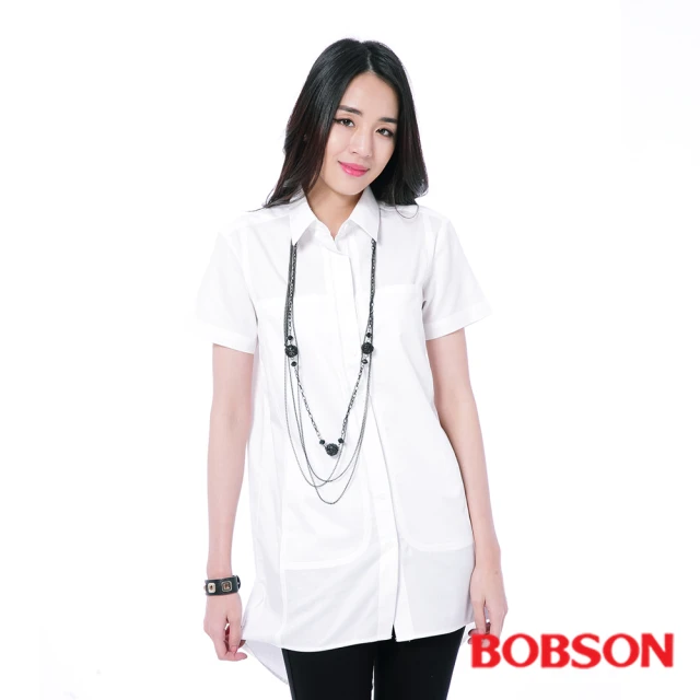 BOBSON 女款長版襯衫(白26127-80)