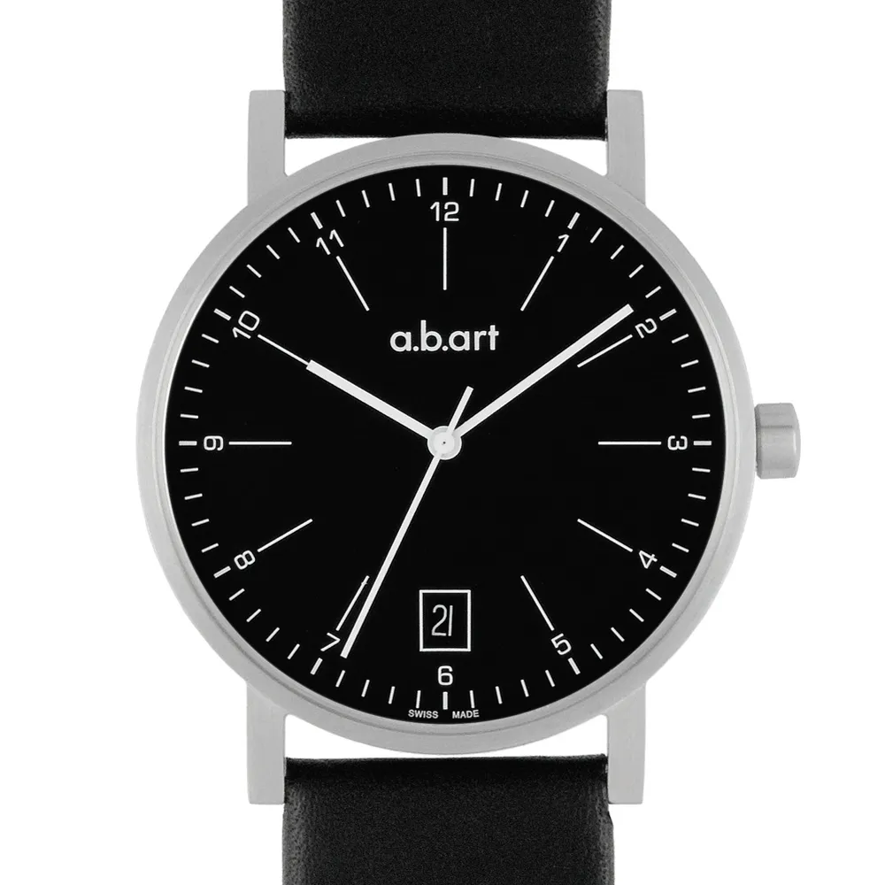 【a.b.art】O系列 包浩斯基本經典腕錶-黑/40.5mm(abart-O104)