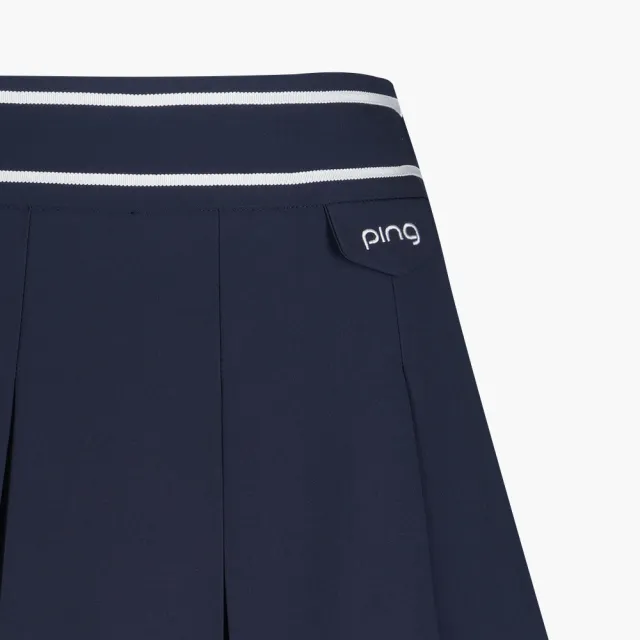 【PING】女款修身吸濕排汗高彈性百褶短裙-深藍(GOLF/高爾夫球裙/RD23110-58)