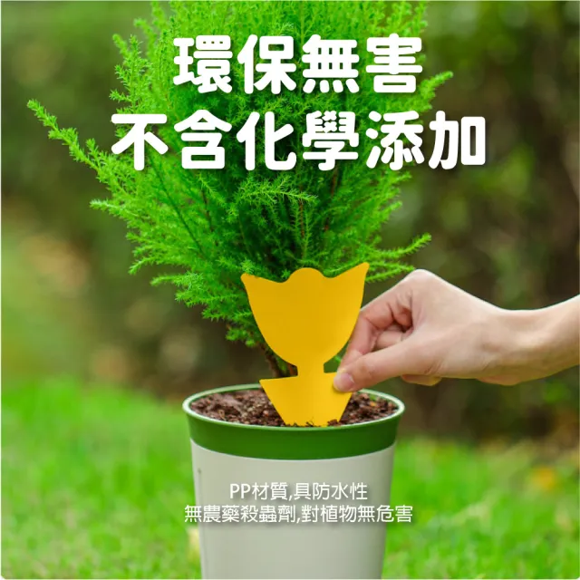 【潔崴除蟲】鬱金香造型無毒黏蟲板10片+1地插(園藝用品 植物盆栽 誘捕器 殺蟲 果蠅 蒼蠅 小黑蚊 蚊子)