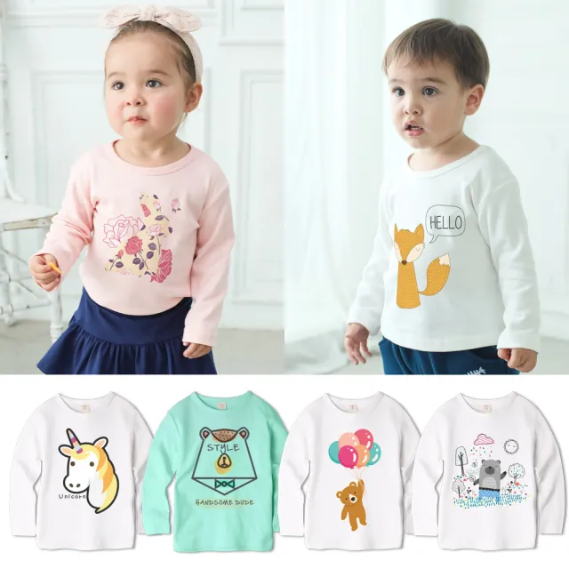 【baby童衣】兒童上衣 長袖純棉圓領T自印圖案90-150 秋冬 50823(共6色)