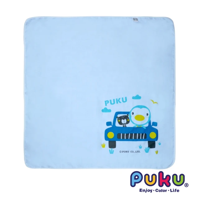 【PUKU 藍色企鵝】紗布大浴巾-90*90cm(水色)