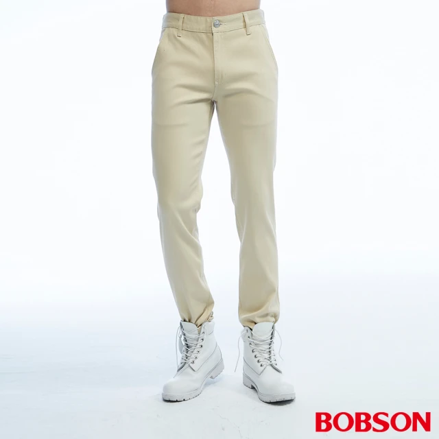 【BOBSON】男款低腰吸濕快乾色褲(米白1805-72)