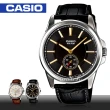 【CASIO 卡西歐】經典紳士錶款 全黑皮革石英 指針男錶(MTP-E101L)