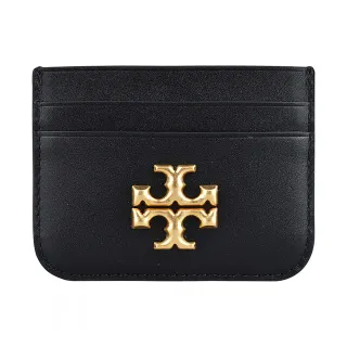 【TORY BURCH】TORY BURCH ELEANOR金屬 LOGO 雙T牛皮5卡卡夾(黑)